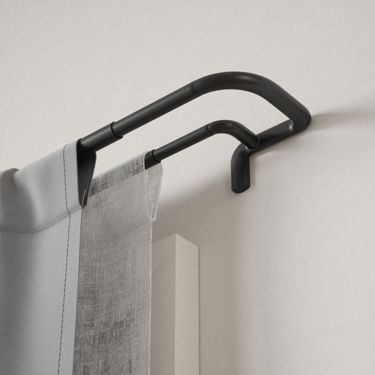 Double Curtain Rods | color: Matte-Black | size: 66-144" (168-365 cm) | diameter: 3/4" (1.9 cm) | Hover