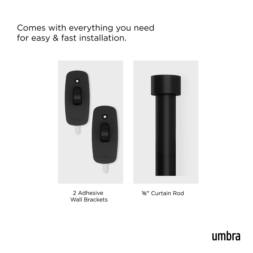 Single Curtain Rods | color: Matte-Black | size: 16-28" (41-71 cm approx) | diameter: 5/8" (1.6cm approx)