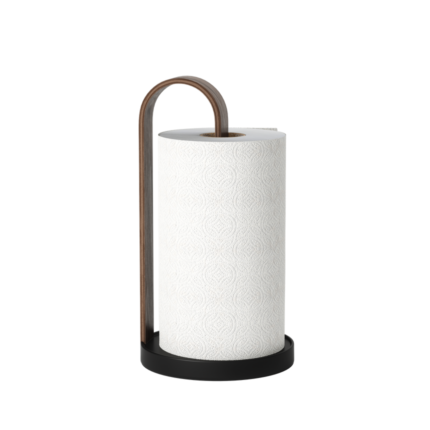 Paper Towel Holders | color: Black/Walnut