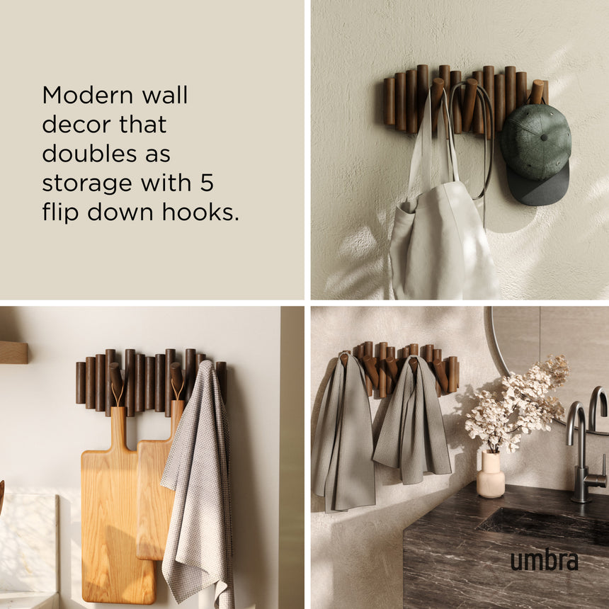 Wall Hooks | color: Aged-Walnut | size: 5-Hook