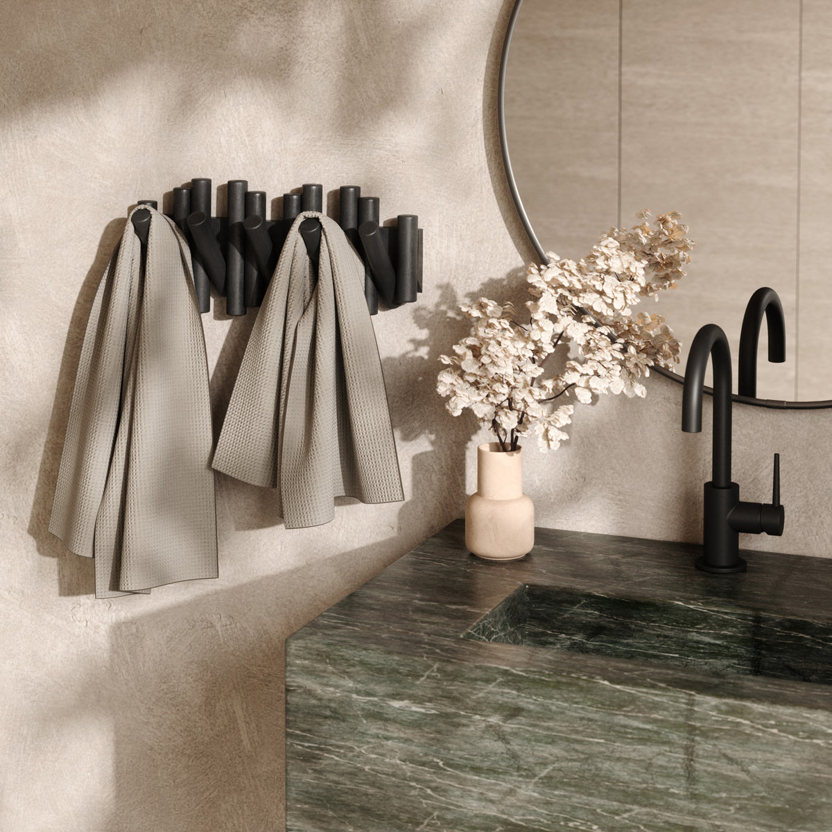 Wall Hooks | color: Black | size: 5-Hook