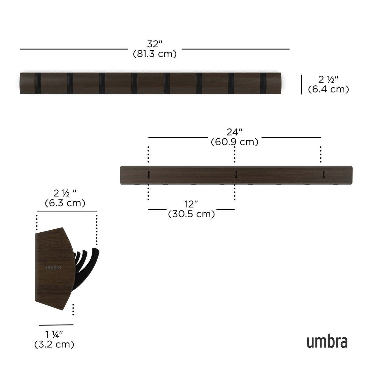 Wall Hooks | color: Black-Walnut