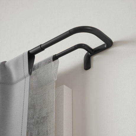 Gordijnroede, zwart, 280 cm, 2-voudig, 19 mm, van metaal, wandbevestiging, cilinder Gordijnroede, zwart, 280 cm, 2-voudig, 19 mm, van metaal, wandbevestiging, cilinder