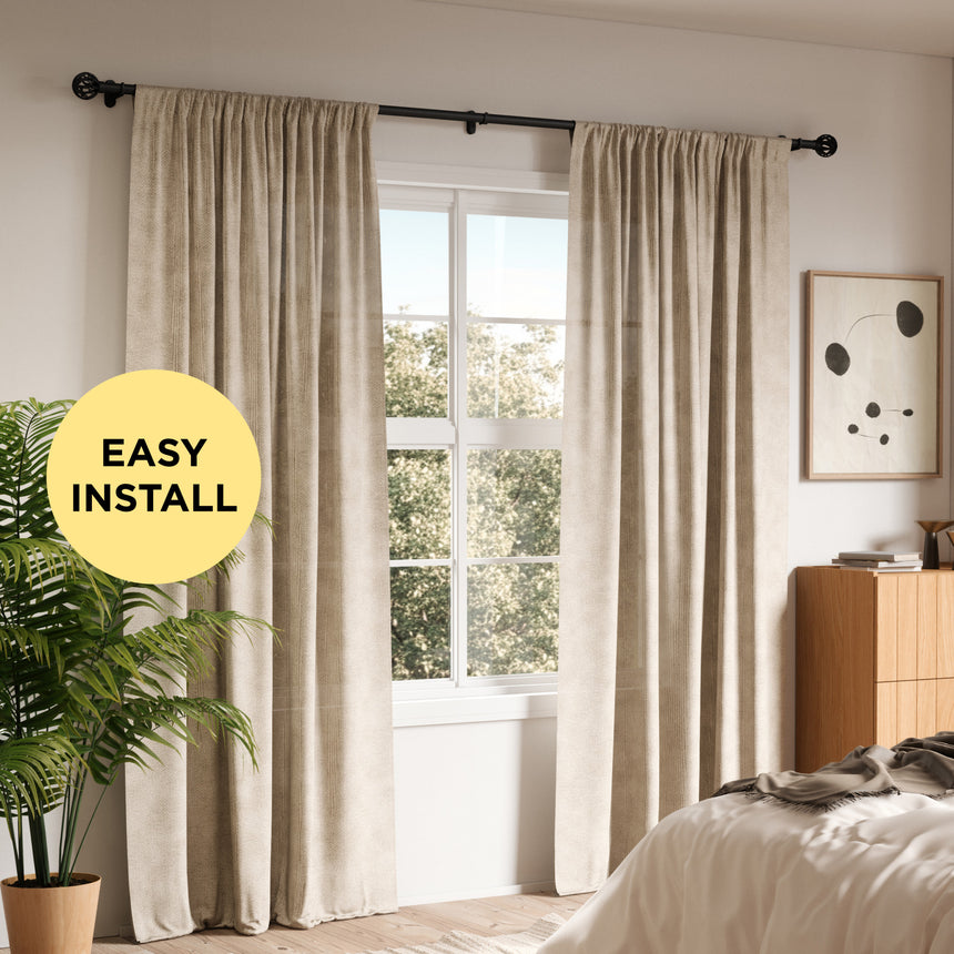 Single Curtain Rods | color: Matte-Black | size: 42-120" (107-305 cm) | diameter: 1" (2.5 cm)