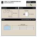 Double Curtain Rods | color: Nickel | size: 120-180" (305-457 cm) | diameter: 1" (2.5 cm)