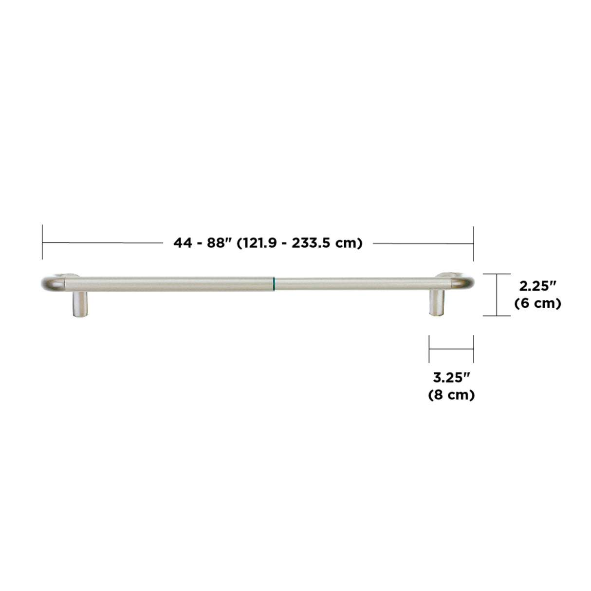Single Curtain Rods
 | color: Matte-Nickel | size: 48-88" (122-224 cm) | diameter: 3/4" (1.9 cm)