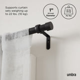 Single Curtain Rods | color: Matte-Black | size: 36-66" (91-168 cm) | diameter: 1" (2.5 cm)