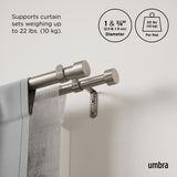 Double Curtain Rods | color: Nickel | size: 36-66" (91-168 cm) | diameter: 1" (2.5 cm)