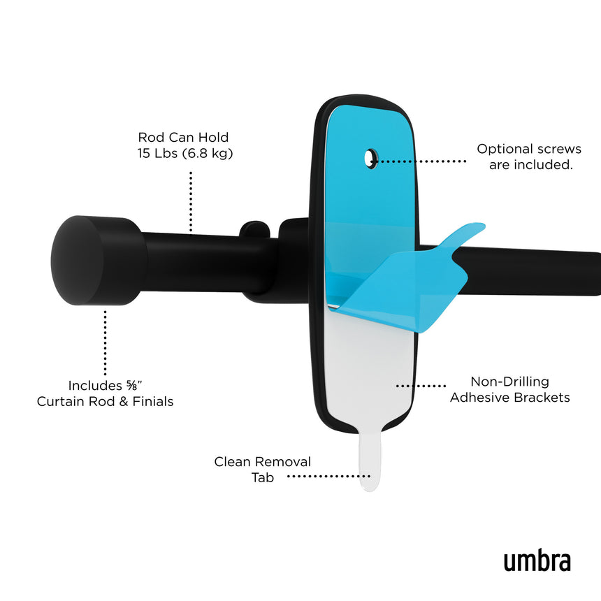 Single Curtain Rods | color: Matte-Black | size: 16-28" (41-71 cm approx) | diameter: 5/8" (1.6cm approx)
