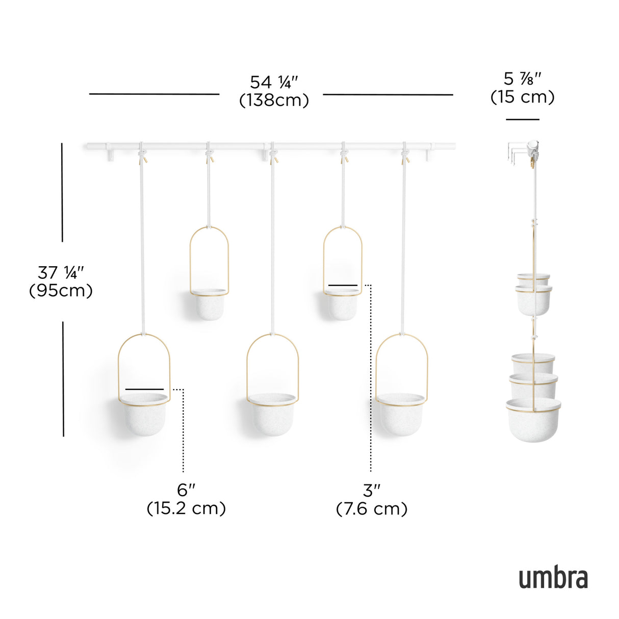 Hanging Planters | color: White-Brass