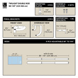 Double Curtain Rods | color: Matte-Nickel | size: 88-144" (224-366 cm) | diameter: 3/4" (1.9 cm)