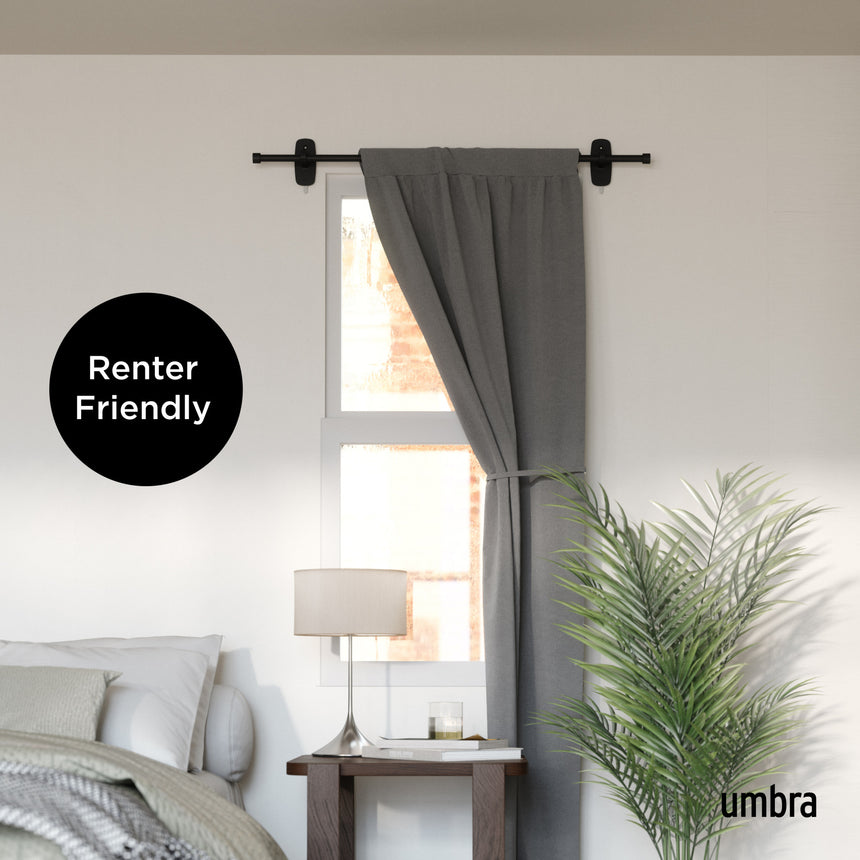 Single Curtain Rods | color: Matte-Black | size: 16-28" (41-71 cm approx) | diameter: 5/8" (1.6cm approx)