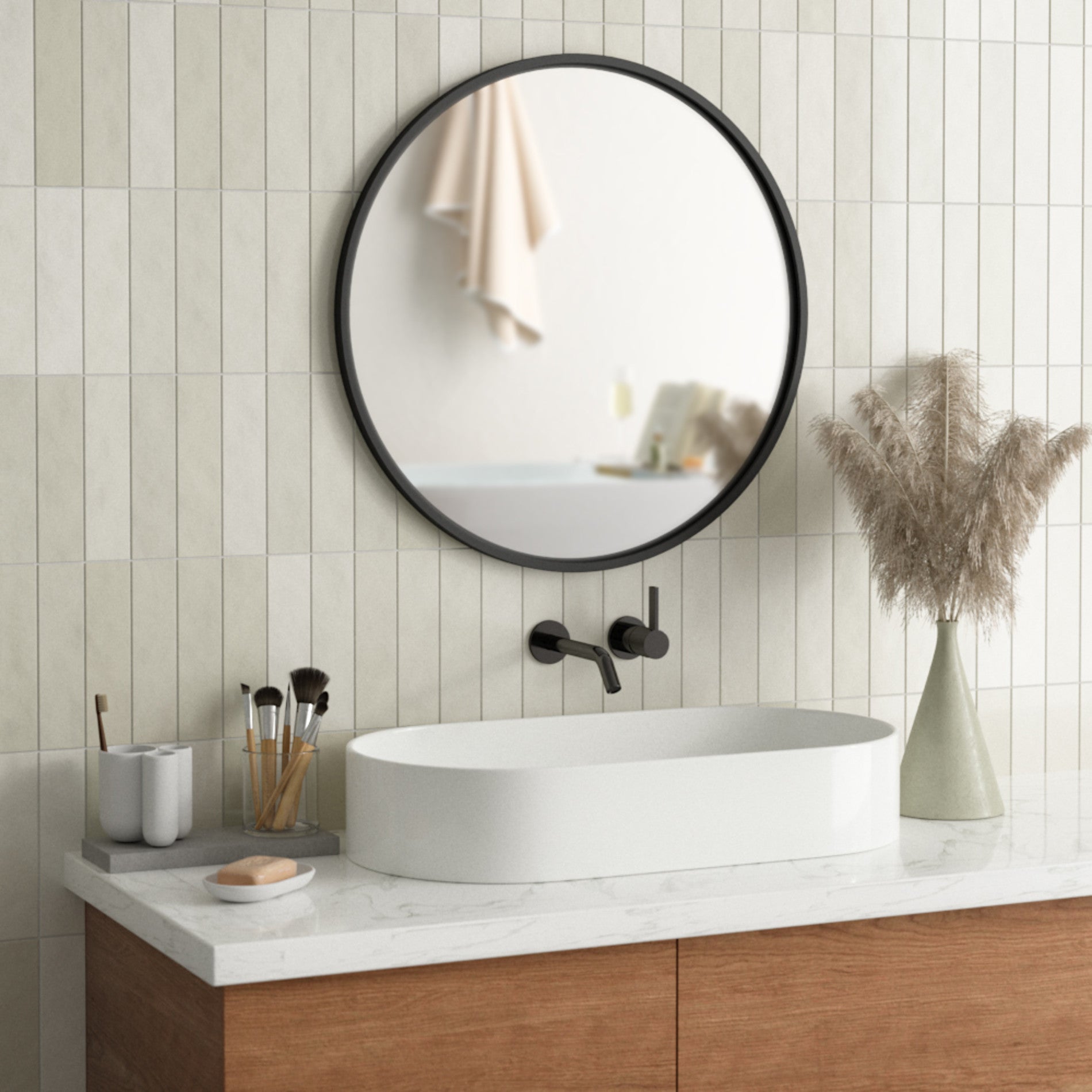 鏡 umbra Ola Wall Mirror Hub Oval Mirror - Instantly Brighten Your Space with Hub | Umbra