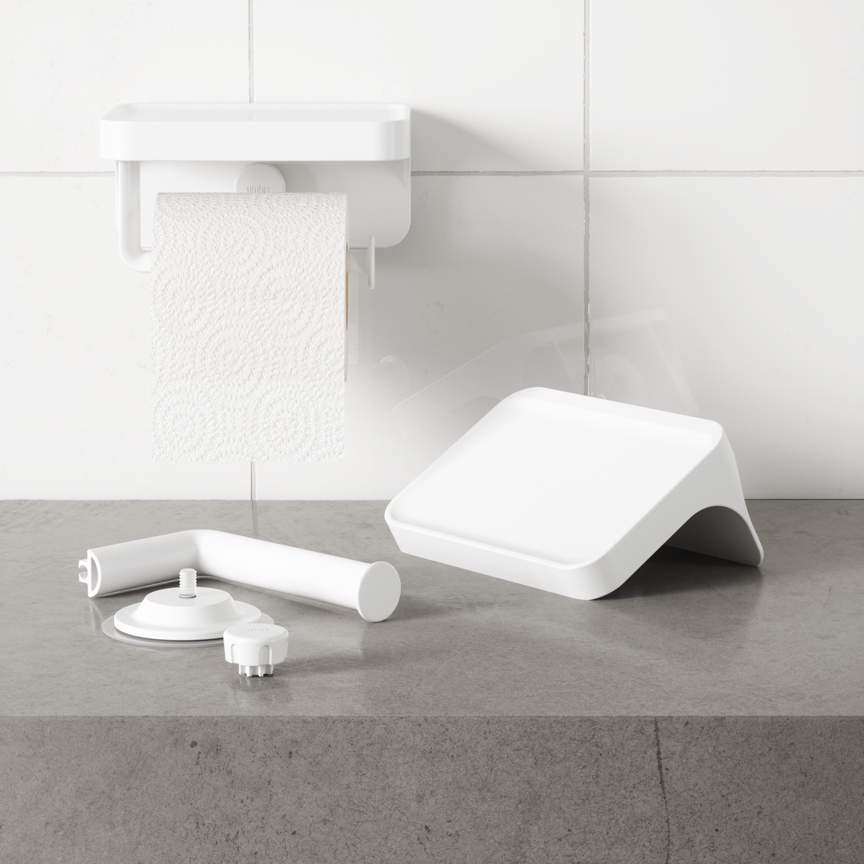 Porte Papier Toilette en Métal avec Réserve et Tige Flexible - Gris -  SILUMEN