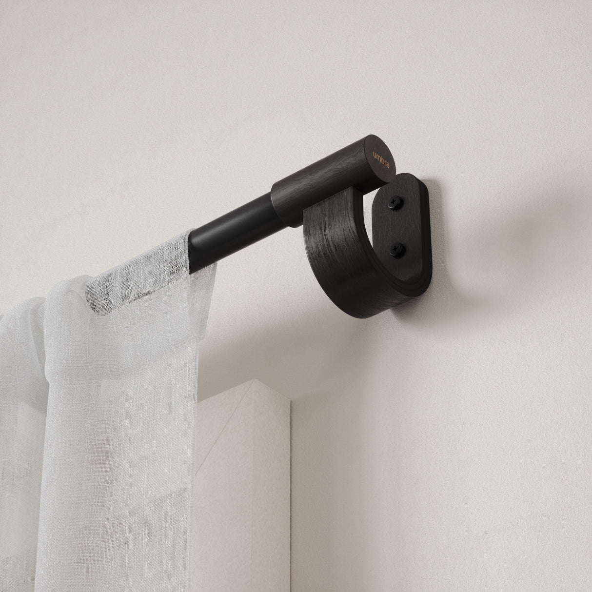 Single Curtain Rods | color: Matte-Black | size: 42-120" (107-305 cm) | diameter: 1" (2.5 cm)