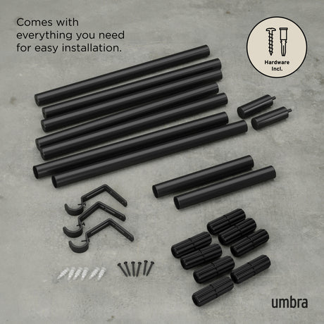 Single Curtain Rods | color: Matte Black | size: 64-128" (162-325 cm) | diameter: 1" (2.5 cm)