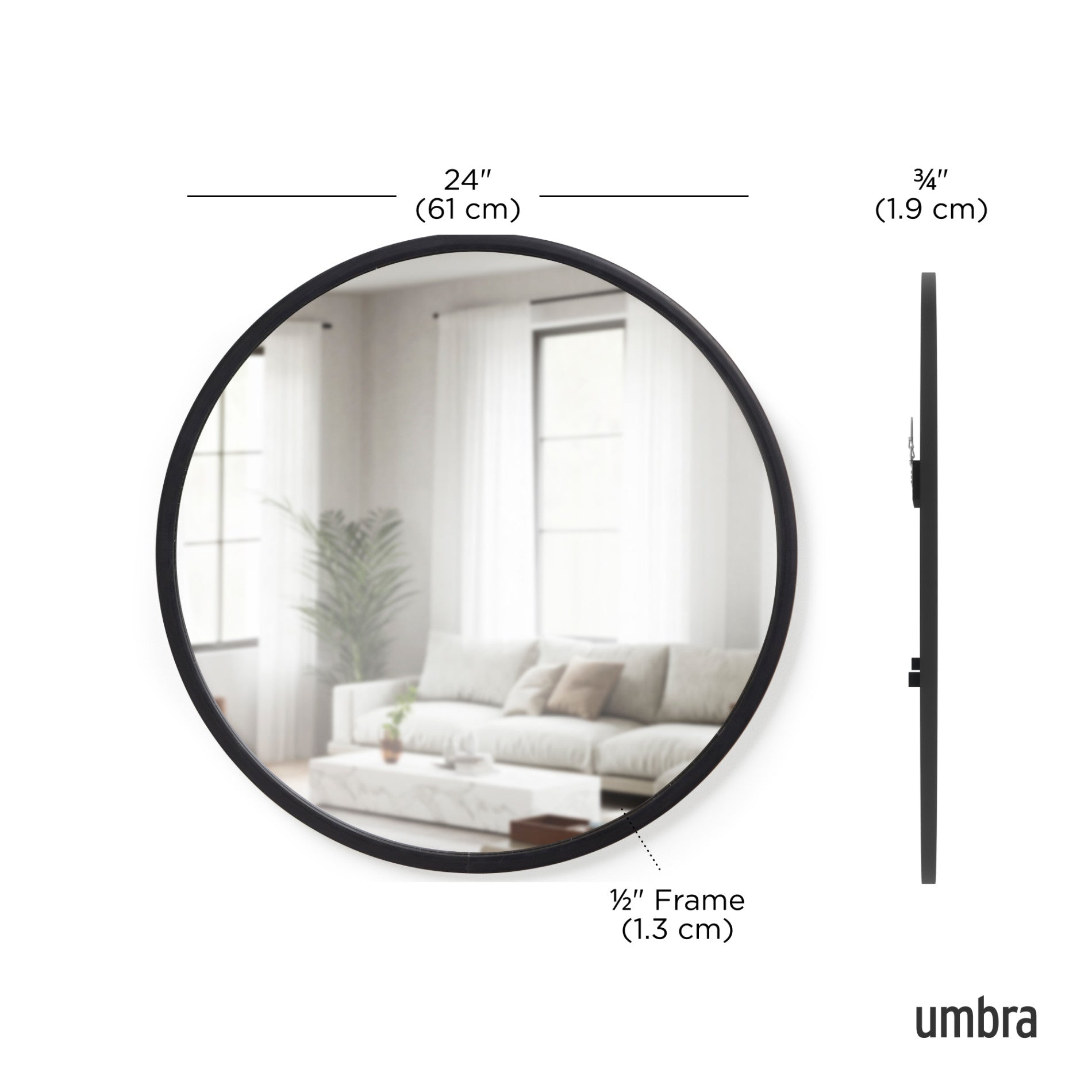 UMBRA HUB ウォールミラー [ブラック] 61cm ハブ ミラー 61x61cm ブラック – Umbra® / アンブラ 日本公式サイト