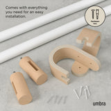 Single Curtain Rods | color: White-Natural | size: 42-120" (107-305 cm) | diameter: 1" (2.5 cm)