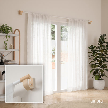 Single Curtain Rods | color: White-Natural | size: 42-120" (107-305 cm) | diameter: 1" (2.5 cm)