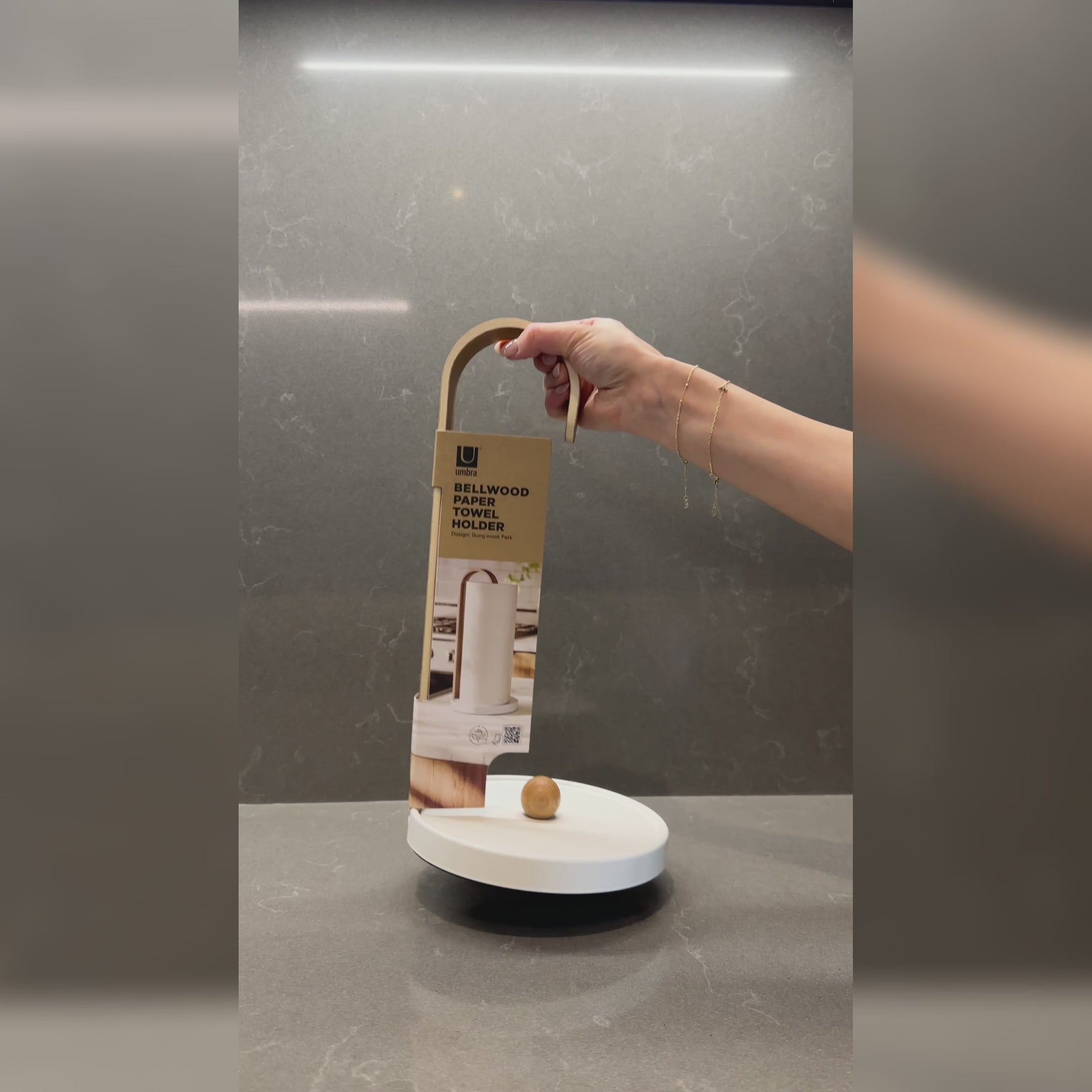 Paper Towel Holders | color: Black/Walnut