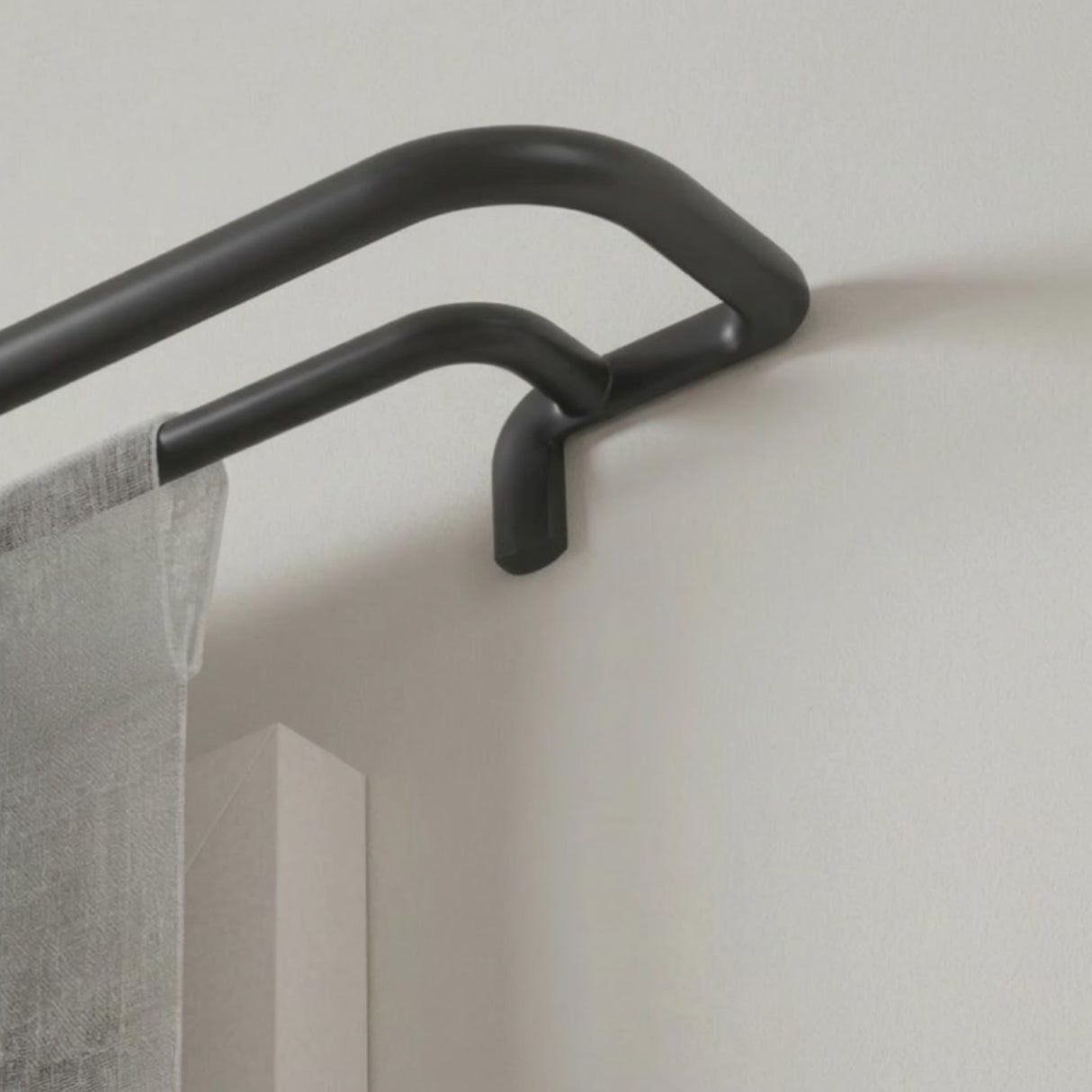 Double Curtain Rods | color: Matte-Black | size: 30-84" (76-213 cm) | diameter: 3/4" (1.9 cm)