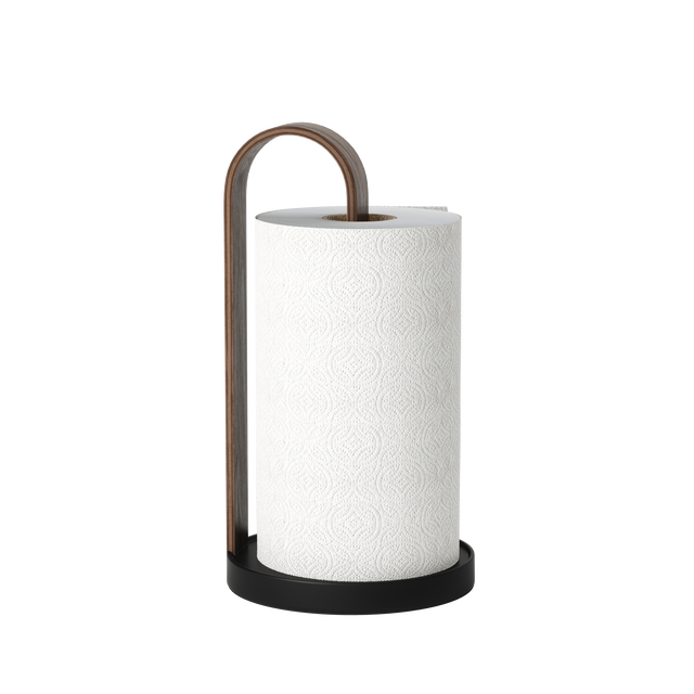 Paper Towel Holders | color: Black/Walnut