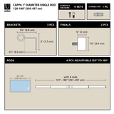 Single Curtain Rods | color: Nickel | size: 120-180" (305-457 cm) | diameter: 1" (2.5 cm)