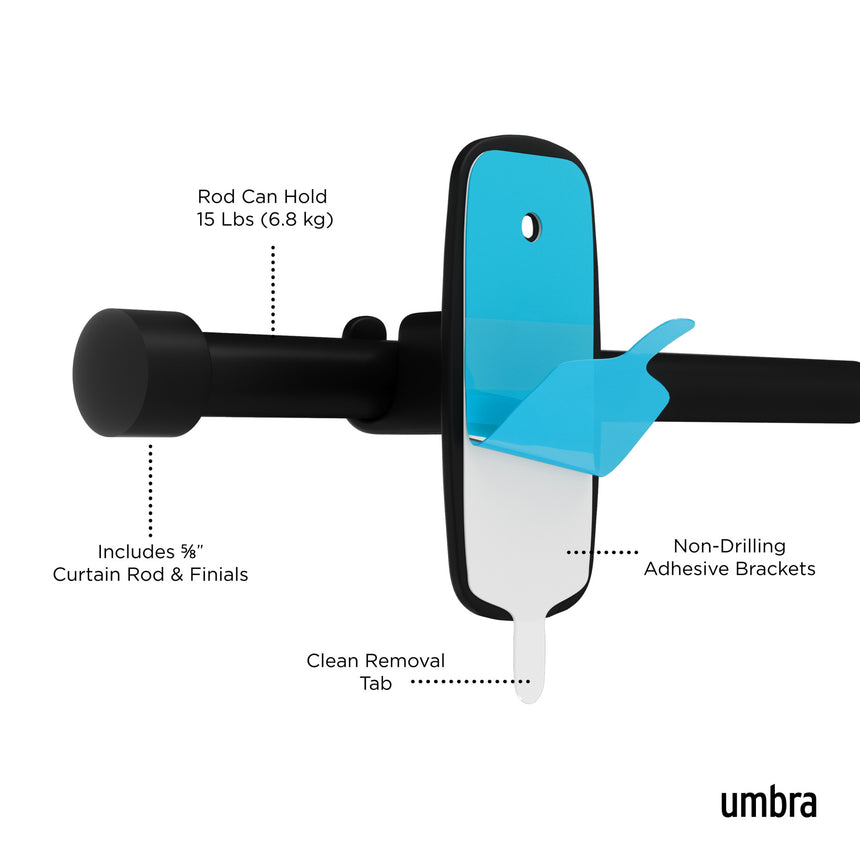 Single Curtain Rods | color: Matte-Black | size: 28-48" (72-122cm approx) | diameter: 5/8" (1.6cm approx)