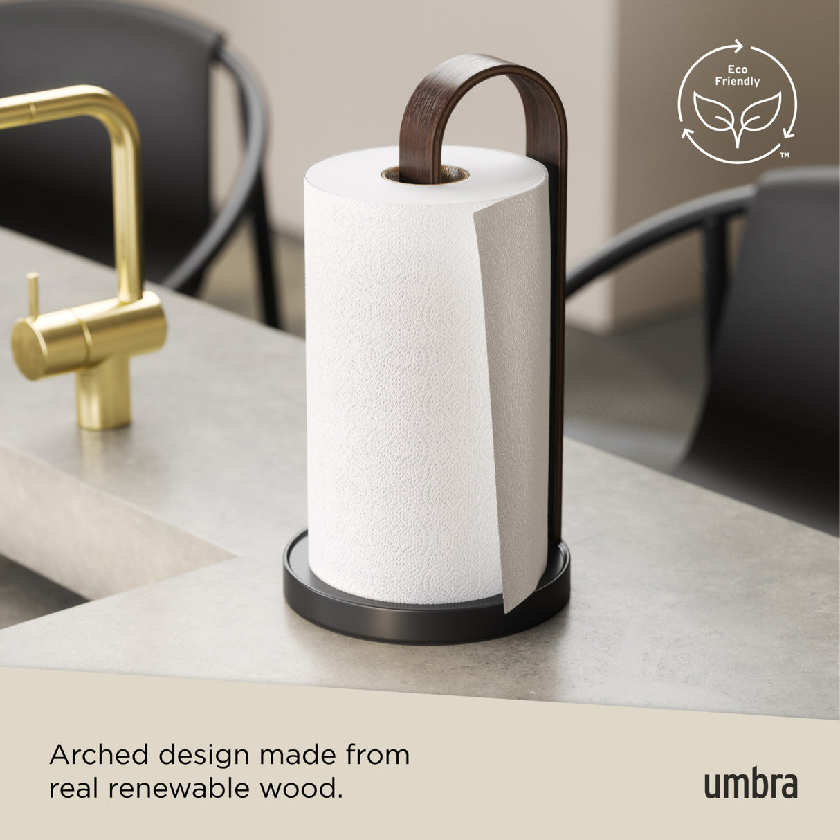 Paper Towel Holders | color: Black/Walnut