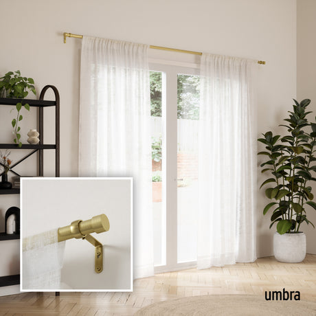 Single Curtain Rods | color: Brass | size: 36-66" (91-168 cm) | diameter: 1" (2.5 cm)