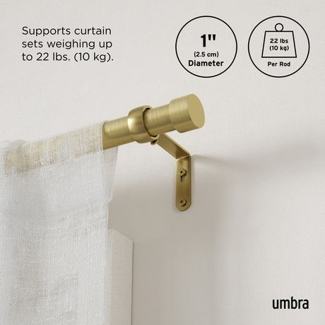 Single Curtain Rods | color: Brass | size: 36-66" (91-168 cm) | diameter: 1" (2.5 cm)