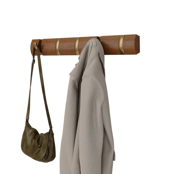 5Five Kapstok rek wand/muur - lichtbruin - 5 ophanghaken - B64 cm | Leen Bakker