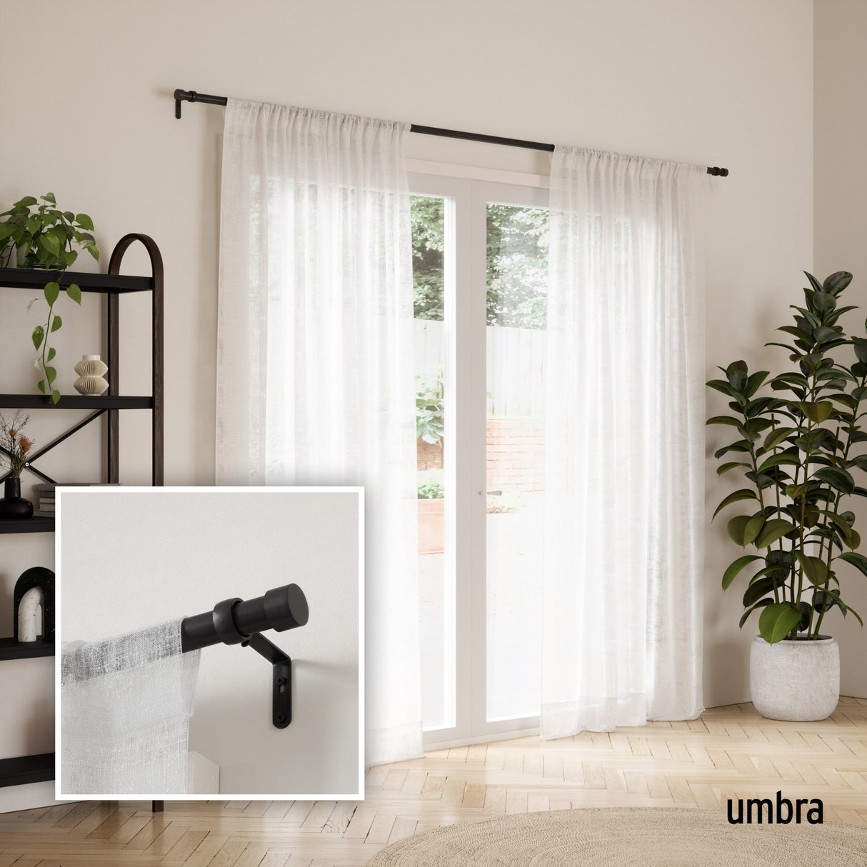 Single Curtain Rods | color: Brushed-Black | size: 66-120" (168-305 cm) | diameter: 1" (2.5 cm)