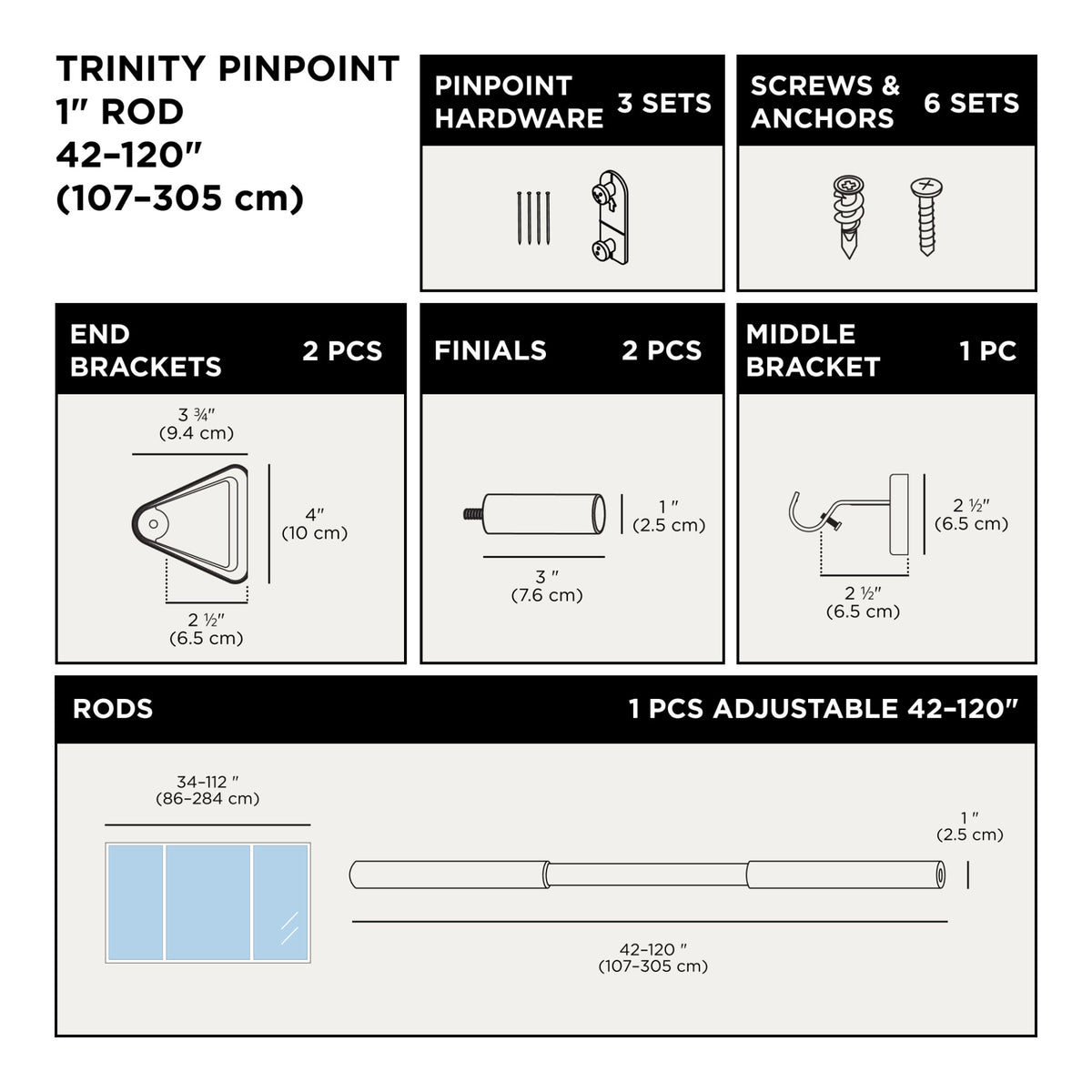 Barra de cortina Trinity Pin-Point
