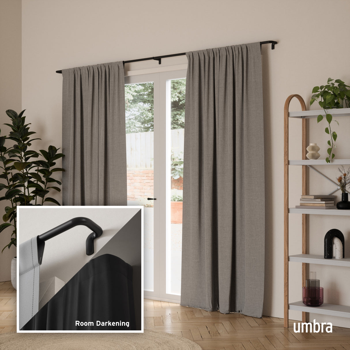 Single Curtain Rods | color: Matte-Black | size: 66-144" (168-365 cm) | diameter: 3/4" (1.9 cm)