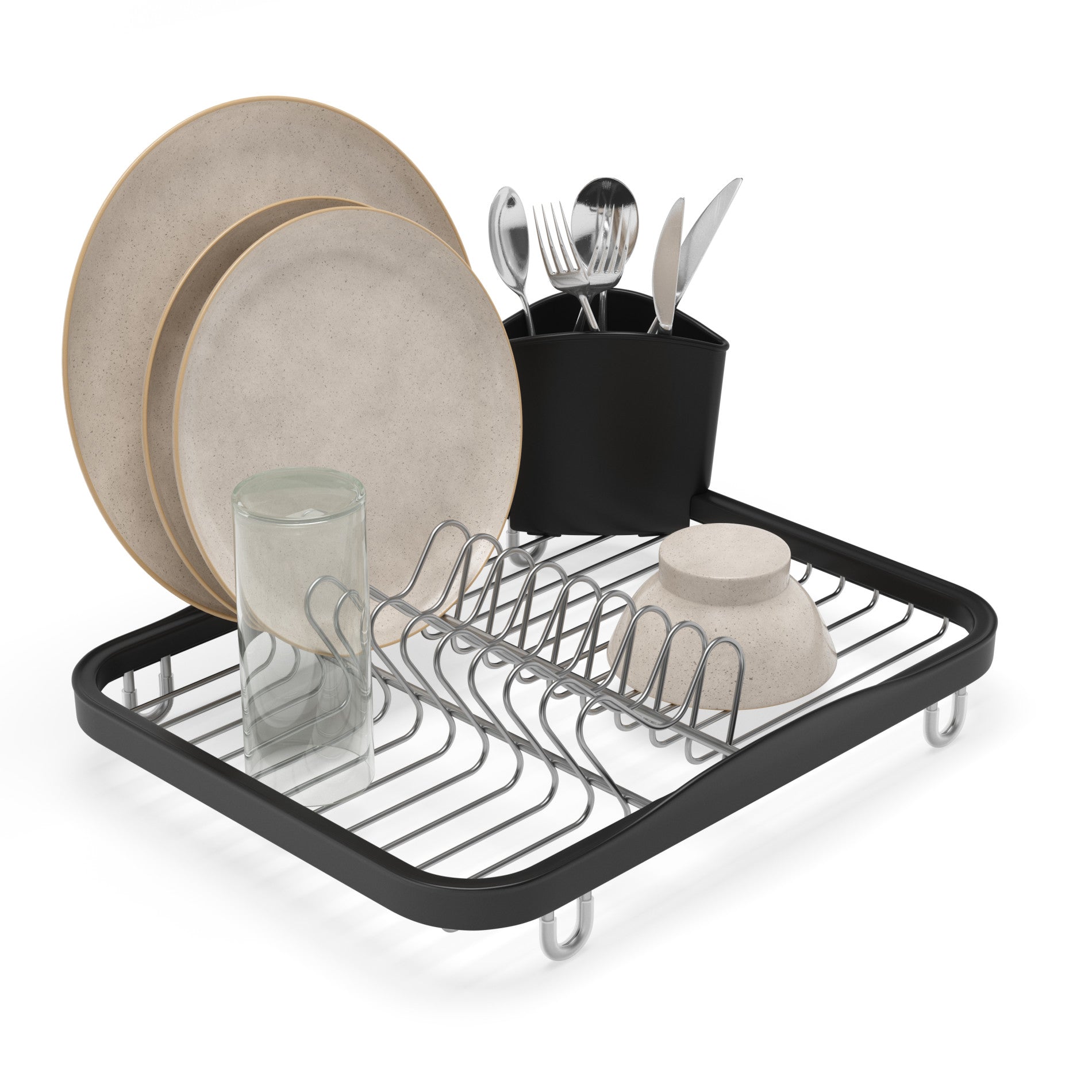 Scolapiatti A Due Livelli Con Organizzatore Per Posate - In Acciaio Inossidabile, 42,5x30x23,5 Cm, Per Cucina, Appartamenti, Ristoranti, Risparmio Spazio