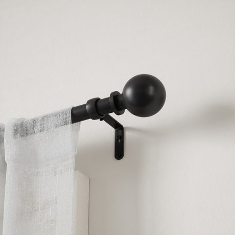 Single Curtain Rods | color: Eco-Friendly Matte Black | size: 72-144" (183-365 cm) | diameter: 1" (2.5 cm) | https://vimeo.com/684798323