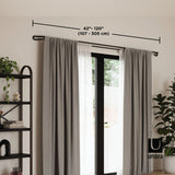 Double Curtain Rods | color: Matte-Black | size: 42-120" (107-305 cm) | diameter: 3/4" (1.9 cm)