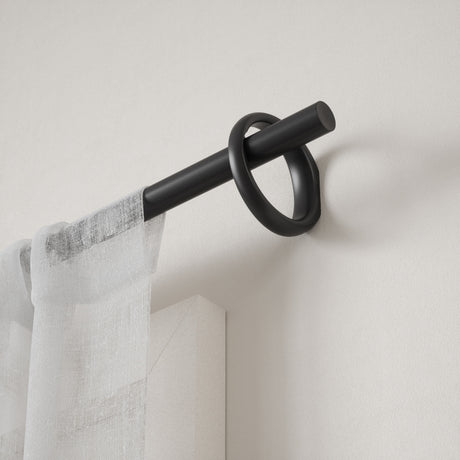 Single Curtain Rods | color: Matte-Black | size: 42-120" (107-305 cm) | diameter: 1" (2.5 cm) | Hover