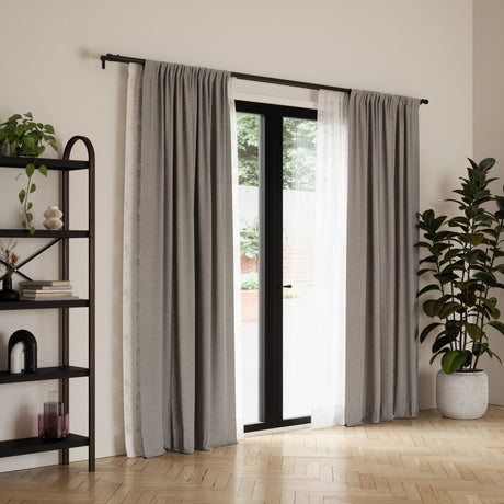 Double Curtain Rods | color: Brushed-Black | size: 66-120"(168-305cm) | diameter: 1"(2.5cm) | https://vimeo.com/625708718