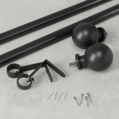 Single Curtain Rods | color: Eco-Friendly Matte-Black | size: 72-144" (183-365 cm) | diameter: 1" (2.5 cm)