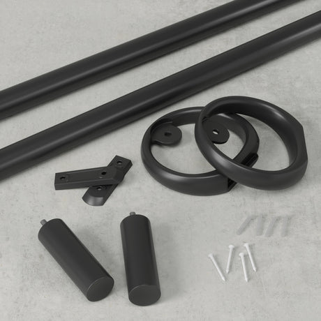 Single Curtain Rods | color: Matte-Black | size: 42-120" (107-305 cm) | diameter: 1" (2.5 cm)