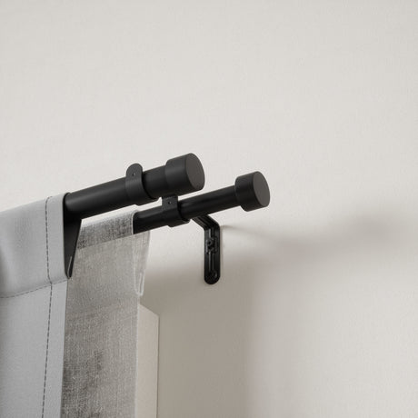 Double Curtain Rods | color: Brushed-Black | size: 66-120" (168-305 cm) | diameter: 1" (2.5 cm) | Hover