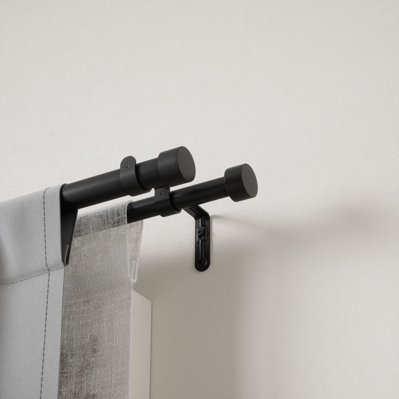 Double Curtain Rods | color: Brushed-Black | size: 66-120
