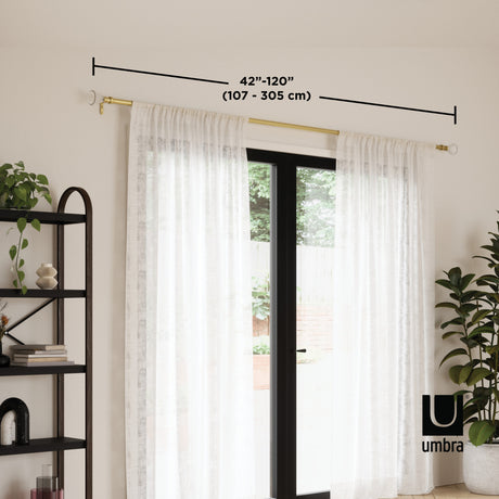 Single Curtain Rods | color: Eco-Friendly Gold | size: 42-120" (107-305 cm) | diameter: 1" (2.5 cm)