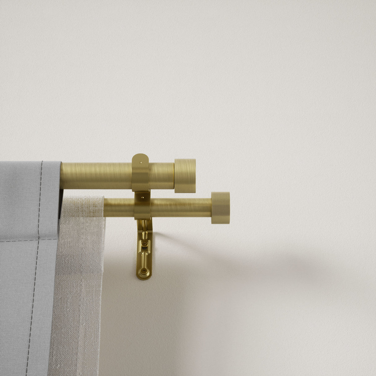 Double Curtain Rods | color: Brass | size: 120-180"(305-457cm) | diameter: 1"(2.5cm) | https://vimeo.com/625708718